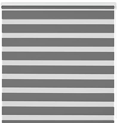 Estoralis | Vera | Doppelrollo Keine Kassette | Doppelter Stoff, Tag und Nacht | Farbe - Dunkelgrau | 170 x 255 cm. (Breite/Höhe) Stoffgröße 167 x 250 cm. | Rollos für Fenster und Türen