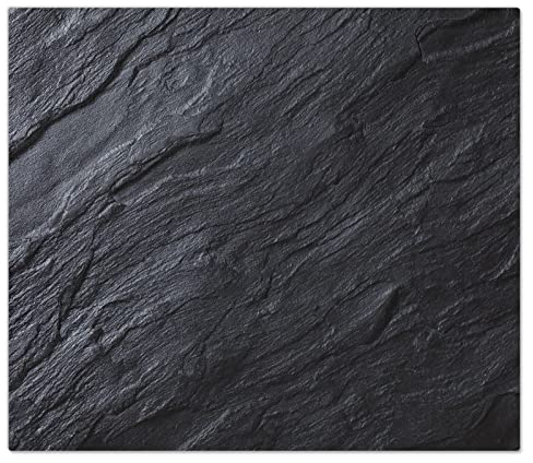 DecoCat Glas-Herdabdeckplatte Ceranfeld Kochfeldabdeckung Herdabdeckung Induktionsschutz Schneideplatte 60x52 cm Einteilig Schiefer Stein Schwarz