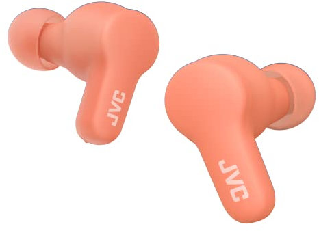 JVC Auriculares Inalámbricos Gumy con Bluetooth 5.3 - Auriculares True Wireless con Recubrimiento Elástico, 24 Horas de Batería, 3 Modos de Sonido, Resistencia a Salpicaduras iPX4, HA-Z77T-P (Rosa)