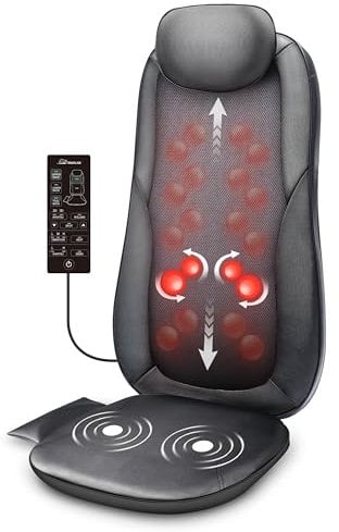 Snailax Shiatsu Massage Chair, Deep Kneading Back Massager with Heat for Pain Relief, Massaging Seat Cushion at Home Office, Gifts for Women Men