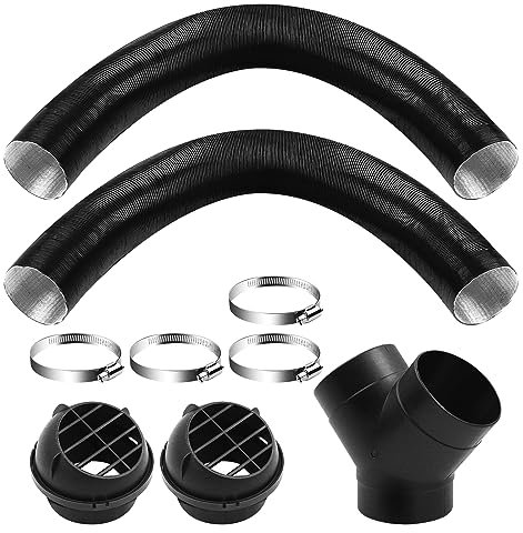 HOIIME Air Diesel Heater Set, Diesel Heater Exhaust Pipe, 75mm Heater Car Auto Pipe Ducting T/Y Branch Warm Air Outlet Vent Kit 2pcs 75mm Tuyere + 4 Clips (Y-Type)