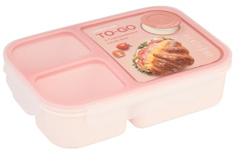 LocknLock Geteilte Lunchbox mit Fächern – Brotdose mit Deckel, BPA-frei, mikrowellen- & gefriergeeignet - Essensbox für Alltag (Rosa, 1,5 L)