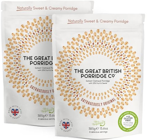 Oatrageously Original Gluten-Free Instant Oatmeal Porridge from The Great British Porridge Co - Naturally Sweet & Creamy Porridge Oats - 2 x 385g Pouch - 100% Natural, Plant Based, High Fibre