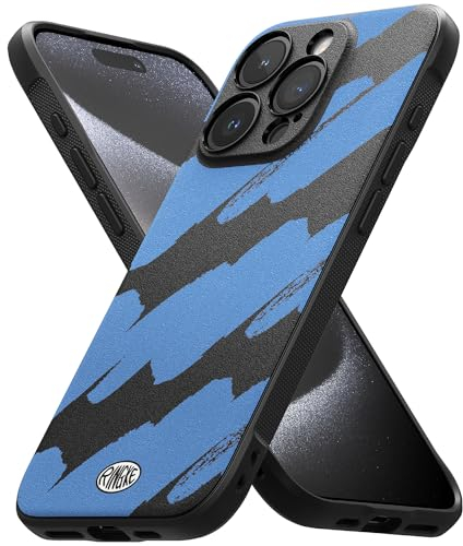 Ringke Onyx Design Compatible with iPhone 15 Pro Max Case 6.7-inch (2023), Heavy-Duty Protection [Fun Design] Print Back Tough Rugged Durable Shockproof TPU Phone Cover - Blue Brush