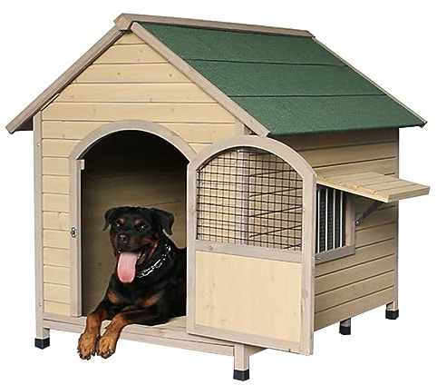 Outdoor Mit Tür Windows Hundehütte Aus Holz, Log Cabin Style Kennel, Am Besten Geeignet für Hunde Kleiner, Mittlerer und Großer Rassen(Size:XXL(120X130X110cm))