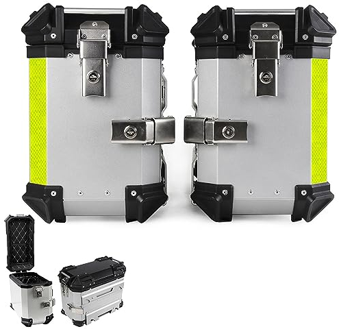 VUSNPL Seitenkoffer Aluminium,Motorrad Koffer 38L Sattelkoffer,Schwarz Satteltasche Kofferraum,Universal Motorradkoffer Heckkoffer mit Sicherheitsschloss (Color : Silber, Size : A)