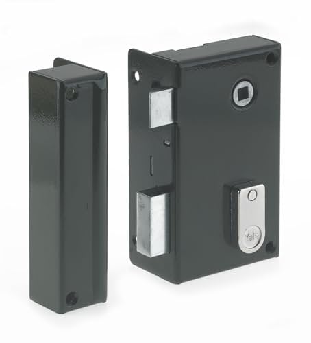 Yale Serrure en applique verticale à fouillot Gauche - YAV36G - Kaki, 2 Clés fournies, Axe à 44 mm, Carré de 7 mm, Version Gauche - pour Porte intérieure de communication