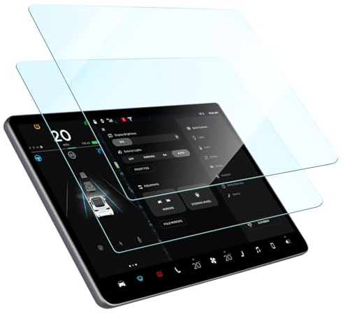 LANTU 2 Pcs Film de Protection pour Tesla Model Y 2019-2024 et Model 3 2018-2023 Verre Trempé 9H, Anti-Reflets, Anti-Empreintes, Protecteur d'Écran Tesla Accessoires