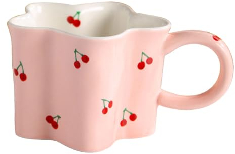 VINTORKY Tasse Céramique Forme Fleur Capacité Généreuse Polyvalente Pour Bureau Maison Café Boissons Diverses