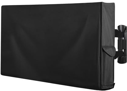 OutdoorLines Funda impermeable y resistente a la intemperie para TV de pantalla plana de 60 a 65 pulgadas, resistente al polvo y a los rayos UV, color negro, tamaño 58 pulgadas de largo x 37 pulgadas