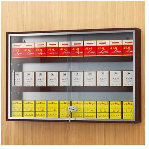 Rack À Fumée De Supermarché, Vitrine Murale Pour Cigarettes Armoire À Fumée En Alliage D'aluminium Avec Serrure De Porte Convient Pour Dépanneur, Supermarché Vivant ( Couleur : brun , Taille : 70x7x90