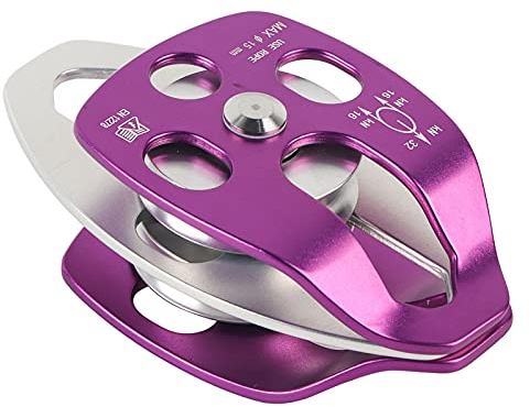 BOROCO Doppelte Riemenscheibe,EN 12278 Seitenschaukel Klettern Seilrolle,32KN Lila Luftfahrtaluminium Umlenkrollen für Outdoor,Klettern, Bergsteigen