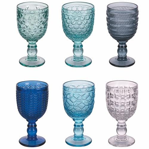 Villa d'Este Home Tivoli Geometrie Ocean - Juego de 6 copas de cristal (280 ml)