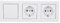 Panasonic Karre Plus 55 Komplett-Set: WDTM01032NC Wechselschalter Einsatz+ WDTR00011WH Wippe + 2x WDTT03022WH SCHUKO Schutzkontakt-Steckdose + WDTF00032WH Abdeckrahmen 3-fach, reinweiß 55x55 mm