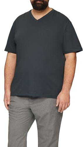 s.Oliver Baumwollshirt mit V-Ausschnitt und Flammgarnstruktur