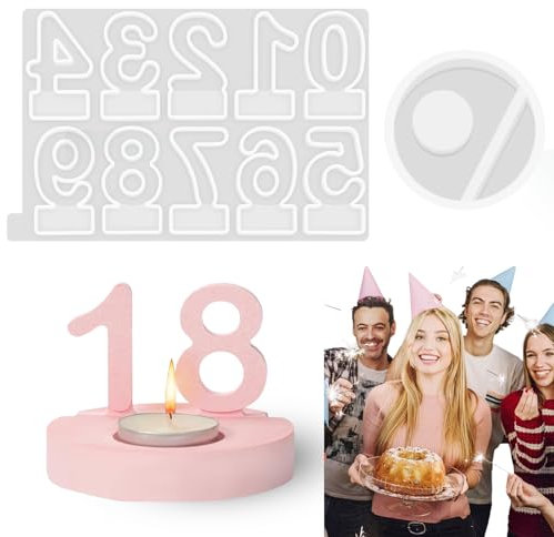 Jastown Silikonform Zahlen (0-9) mit Sockel, Silikonformen Gießformen Kerzenhalter, Silikonform Kerzenhalter, Gießform Kerzenhalter, Silikon Gießform Kerzenhalter