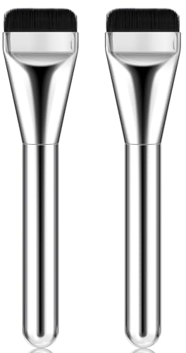 Tyqour 2Pcs Flat Foundation Brush for Liquid Makeup Thin Flat Makeup Brush Liquid Foundation Brush With Flat Top for Cosmetic Application and Face Makeup