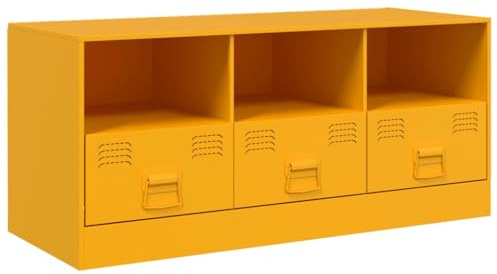 vidaXL Meuble TV Jaune Moutarde 99x39x44 cm Acier