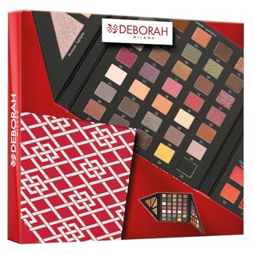 Deborah Milano Geschenkset für Damen, Make Up Beauty Gift Nr. 3 Medium warme Töne, inklusive Palette von Lidschatten, Gloss, Lippenstift und Gesichtspuder mit verschiedenen Oberflächen und Farben, aus