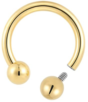 Pierced Koala 12G 12mm 2 Stück Nasenringe aus Titan mit Innengewinde Hufeisen-Rundhantel Septum-Schmuck Nasen-/Ohrpiercing-Schmuck Conch Helix Rook Lippe Brustwarze Knorpel-Ohrring
