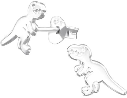 Monkimau Dinosaurier Kinder Ohrringe | 925 Silber | Mädchen Ohrstecker Schmuck | Hypoallergen & Nickelfrei | Kinderohrringe Geschenkidee