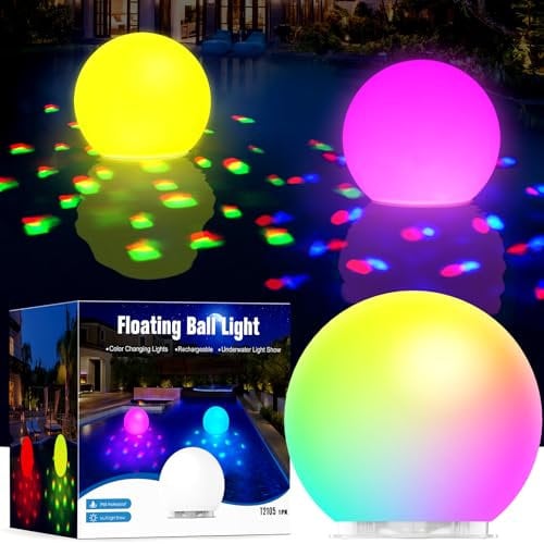 DeeprBlu 2025 Nuevas Luces Piscina Flotantes con Efectos Lumínicos Submarinos, Iluminación Piscina Recargables Sin Cable, Bola de Luces Bañera Hidromasaje con Cambio Color, Luz Bañera para Spa