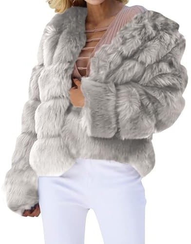 OBiQuzz Cappotto in pelliccia sintetica da donna, in pile, invernale, in pelliccia, per le mezze stagioni, giacca invernale, i, XXL