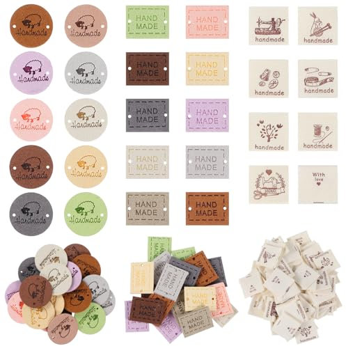 40 Stück Label Leder Personalisiert Handmade Label zum annähen handmade label Label Handmade Tag zum Annähen Handgefertigte Lederetiketten Label Nähen Handmade Label für Basteln,Stricken,Handtaschen
