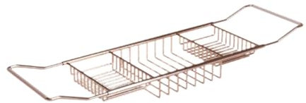 Fenteer Bath Basin Rack, Bath Tub Table Board, Bathtub Shelf Wire Bathing Rack, over Bathtub Tray, Bath Tub Rack for Shampoo, Soap, Rose Gold