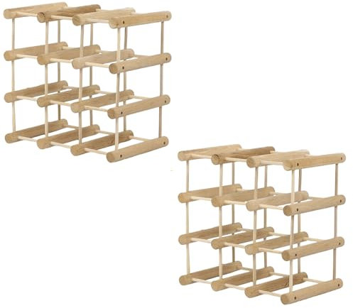 MODO24 Weinregal Modular EICHE, für 24 Flaschen oder mehr, Flaschenregal, Weinständer, Getränkeregal, Flaschenständer, Massivholz, 2 Module, ModAbm 36x36x24 cm, für Küche, Esszimmer, Natur unbehandelt