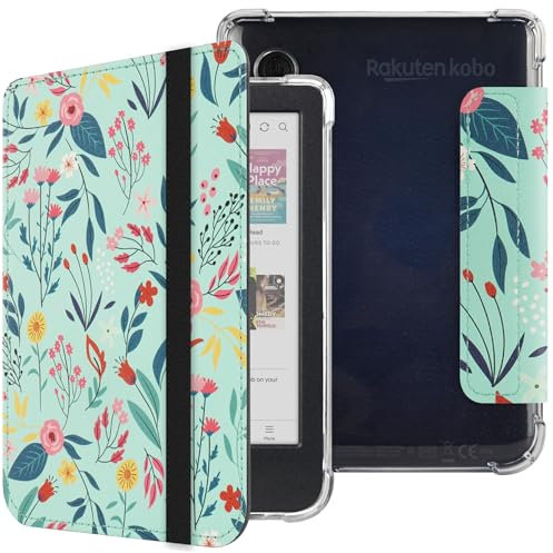 HGWALP Coque Compatible 6 Pouces Kobo Clara Colour/Clara BW (2024) / Clara 2E (2022),Sortie Cuir PU Premium + Étui arrière TPU Transparente et Souple pour Dormir/réveiller automatiquement-SPB