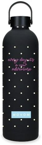 Movom Enjoy Botella de Acero Inoxidable Negro 7x26,5x7 cms Acero Inoxidable