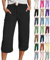 Generisch Caprihose Damen Sommer Stretch, Blitzangebote des Tages Aktuell, Musselin Hose 3/4 Leinenhose Sommer Kurze Hosen Sommerhose Leicht Caprihose Culotte Dreiviertel Strandhose