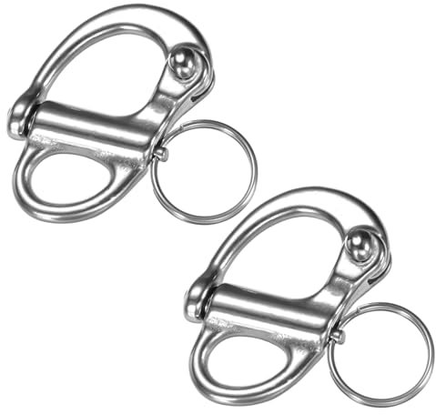 TIXIPEM Lot de 2 manilles pivotantes en acier inoxydable 316 pour gréement de voile, camping et marine – [35 mm - 500 kg] Mousqueton à dégagement rapide