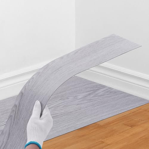 36Pcs Self Adhesive Floor Planks, Vinyl Flooring- Peel and Stick Floor Tiles, Wood Effect, Waterproof Self-Adhesive Flooring Tiles for Office Kitchen Bedroom Livingroom Bathroom, 91.44x15.2cm (Grey)