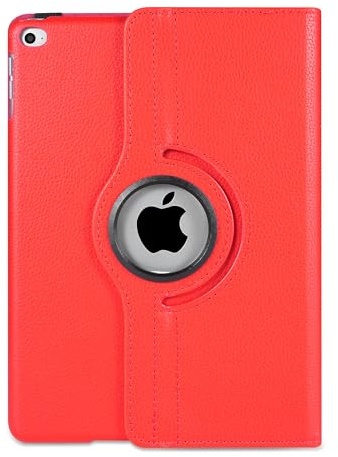 Étui rotatif à 360° pour iPad 9.7 - Compatible avec iPad 5e/6ème génération (2017/2018), iPad Air 1 (2013), iPad Air 2 (2014) - Housse en cuir PU avec fonction veille/réveil automatique (rouge)