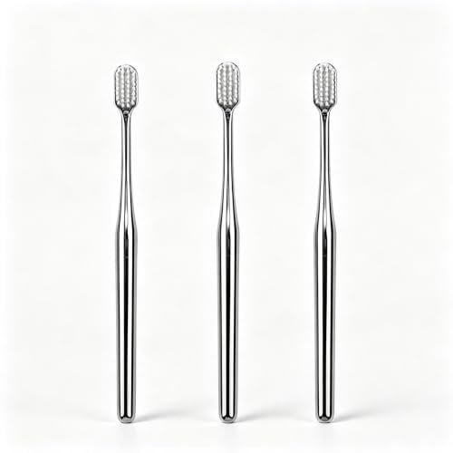 Handzahnbürste 1/2/3/4 stücke Gold Zahnbürste Luxus Weiche Gold Zähne Pinsel Männer Frauen Erwachsene Zahnbürsten Galvanisierte Bürsten Bürste(3pcs Silver WH)
