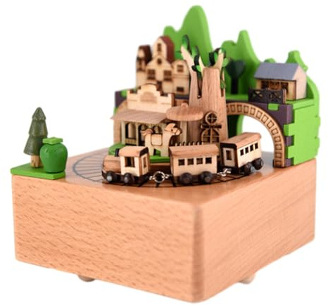 Spieluhr mit Zug-Spieluhr, Holz, Tischdekoration, Sammlerstück, Heimdekoration, Zubehör für Schlafzimmer, Schreibtisch im Innenbereich