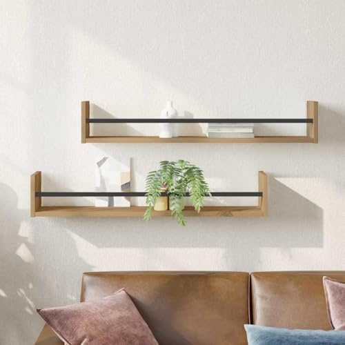 mtlskopl Wandregal Set 2er Artisan-Eiche Holzwerkstoff 80 x 16 x 14 cm Modernes Badregal & Bücherregal Wandmontage für Wohnzimmer Flur Schlafzimmer