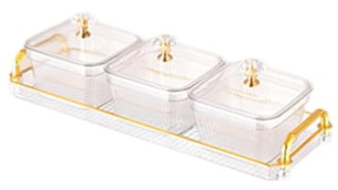 ALCXAZS Piatto di frutta secca con scomparti multipli, modo per servire noci, caramelle, frutta secca, diversificare le offerte di snack, vassoio portata diviso, vassoio per snack, Chiaro, 3 pezzi