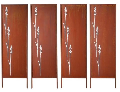 VEVOR Set di Pannelli Divisori per Privacy in Metallo 50 x 160 cm 4 pz, Divisorio Decorativo Autoportante per Privacy da Giardino Cortile Piscina Balcone in Acciaio al Carbonio, Schermo Recinzione