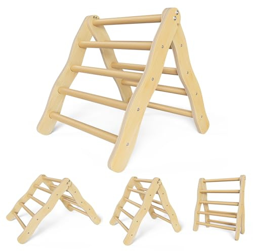 Mechprip Klettergerüst Indoor ab 3 Jahren für Kinder, Montessori Kletterdreieck mit Dreistufiger Höhenverstellung, Baby Klettern Indoor Tragkraft 50 Kg, Montessori Indoor Spielplatz