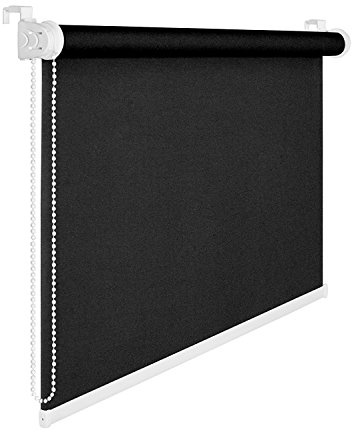 KS Handel 24 FENSTERROLLO 55 cm BREITE 175 cm LANG SCHWARZ VERDUNKLUNG 50% SICHTSCHUTZROLLO INKL. SEILZUG Fenster Rollo KLEMMROLLO 55x175
