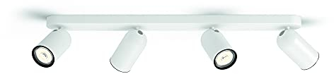 Philips Pongee barra de 4 focos blanca casquillo GU10, cabezal ajustable, sin bombilla