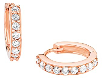 Amor Creolen 925 Sterling Silber Damen Ohrschmuck, mit Zirkonia synth., 1,5 cm, Roséfarben, Kommt in Schmuck Geschenk Box, 9423613