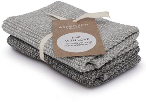 Aspegren Dänemark - 2er Set gestrickte Spüllappen - Blend Gray