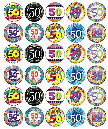 30 50th Birthday Cupcake Toppers Edible Wafer Paper Fairy Cake Toppers Birthday Cakes
