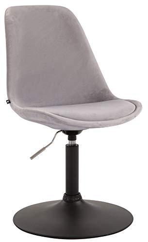 CLP Esszimmerstuhl Maverick Samt I Höhenverstellbarer Lehnstuhl I Drehstuhl Mit Trompetenfuß I Sitzhöhe Von Ca. 43-48 cm, Farbe:grau, Gestell Farbe:schwarz