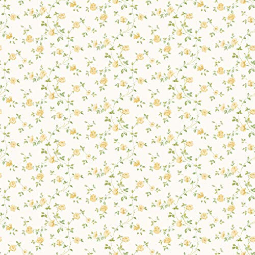 Galerie G67891 Miniatures 2 Small Rose Trail Design Wallpaper, Yellow/White, 10m x 53cm