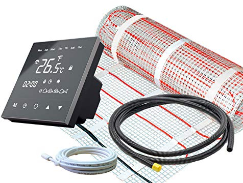Elektrische Fußbodenheizung SunPro für Fliesen 160 W/m² - Komplett-Set mit Thermostat RT-50 touch/schwarz (2 m² - 0,5 x 4 m)